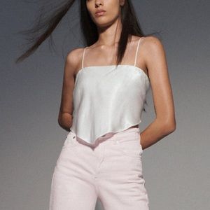 Zara Satin Effect Crop Top in White